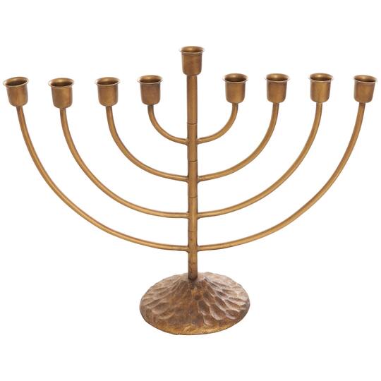 17" Bronze Metal Layered Arch Candelabra with Textured Base